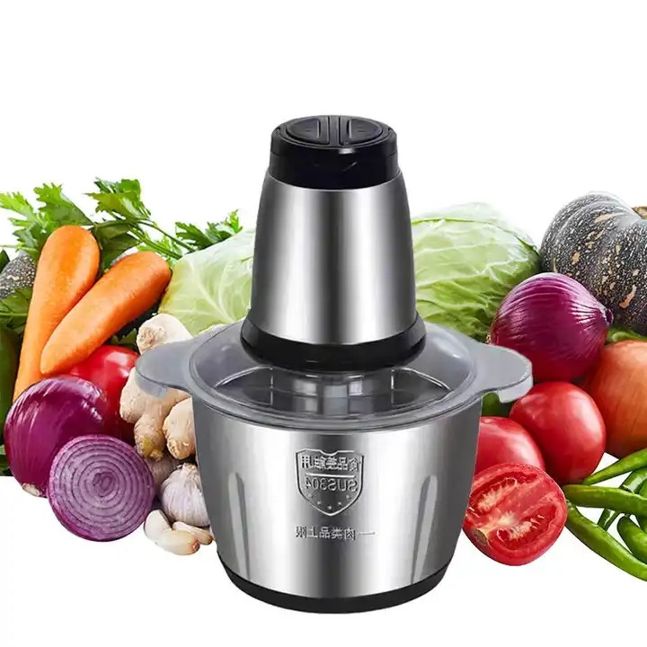 Picador De Alimentos Moedor Elétrico Triturador Potente Carne Legumes Temperos Inox 110v/220v em Oferta na Shopee