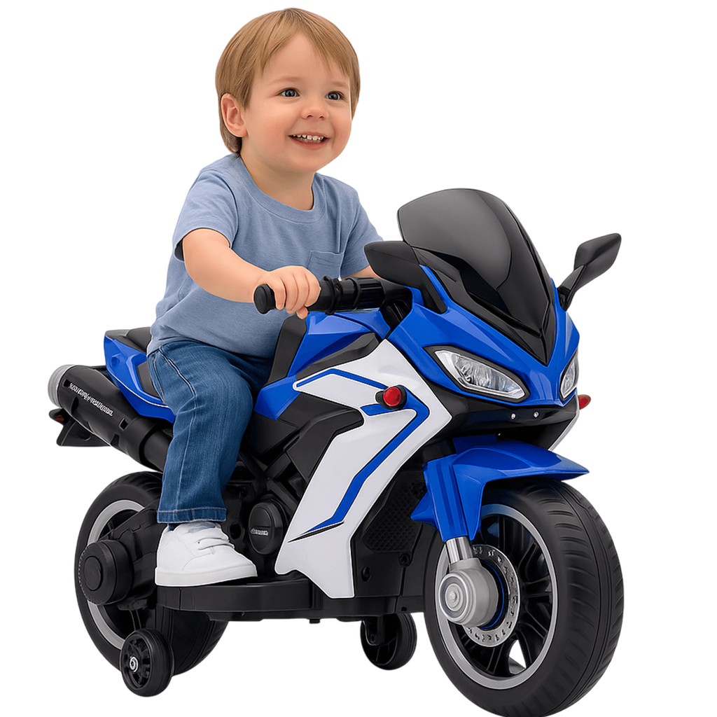 Moto Elétrica Bang Toys Infantil Aura G2  com Rodinhas Azul 12V em Oferta na Shopee