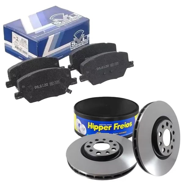 Kit Disco Freio Ventilado + Jogo Pastilha Freio Compass 2.0 2017 a 2023 - HIPPER FREIOS / SYL