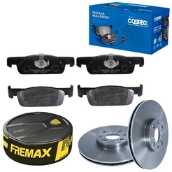 Kit Disco Freio Ventilado + Jogo Pastilha Freio LOGAN SANDERO FREMAX / COBREQ