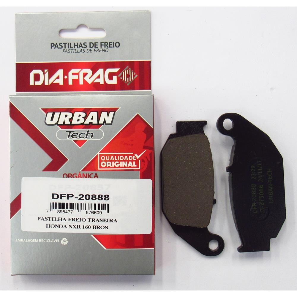 Pastilha De Freio Traseira Honda XRE 190 2019 2020 2021 2022 2023 – Diafrag DFP-20888