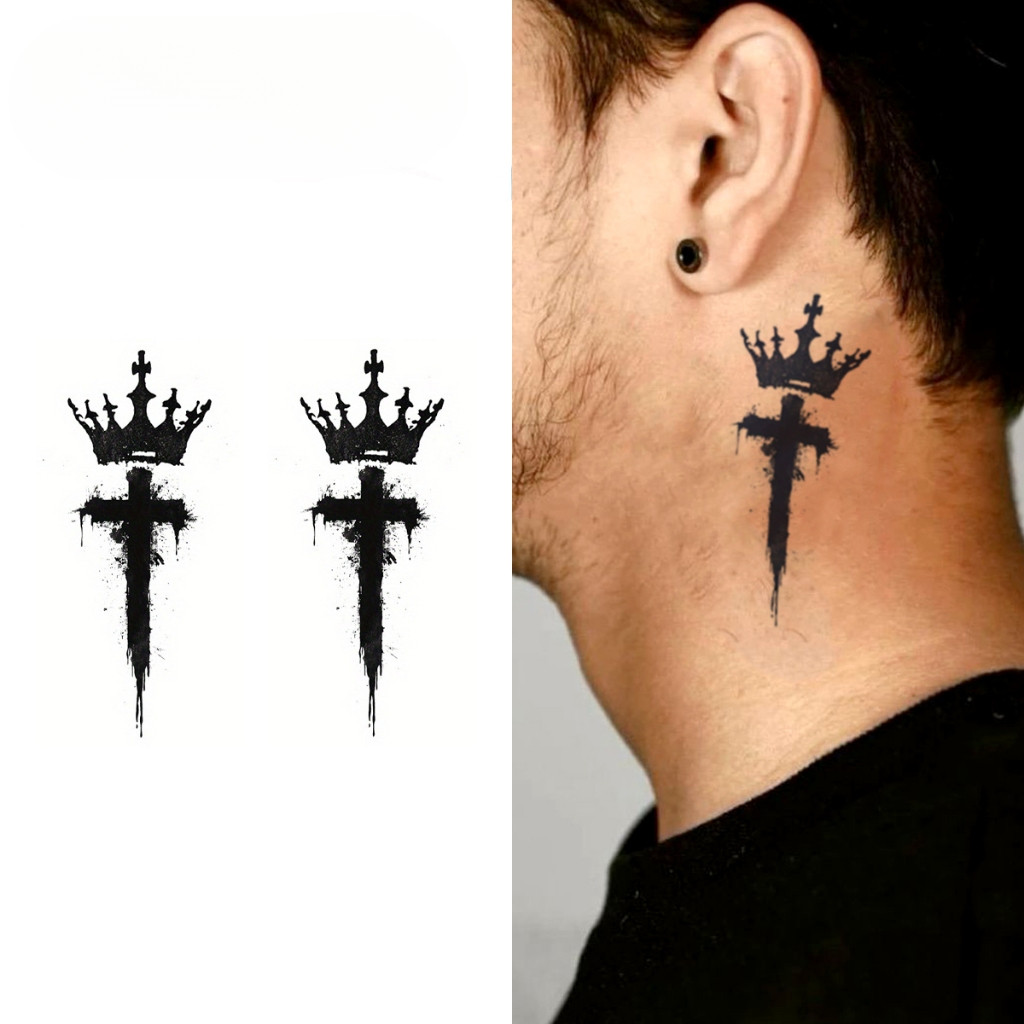 Tatuagem Temporária Espada Coroa, Nova Tecnologia Mágica, À Prova D'Água, Dura 2 Semanas, Tatuagem Semi-Permanente, Ades