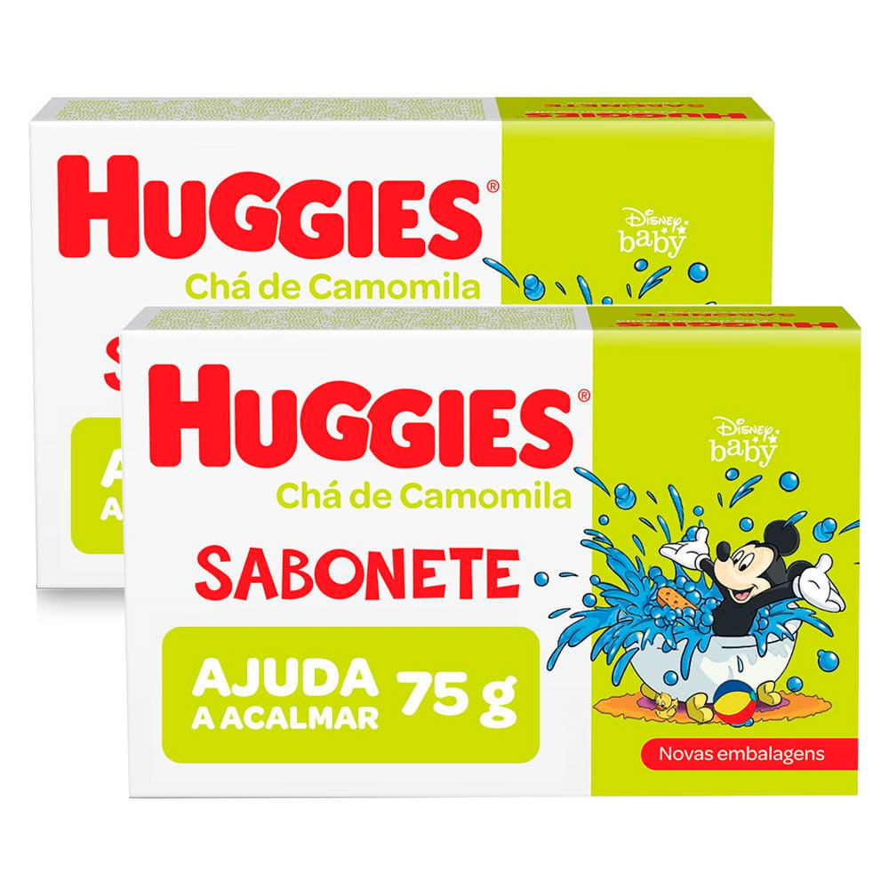 Kit 2 Sabonete em Barra Infantil Huggies Chá de Camomila 75g - Mom & Baby