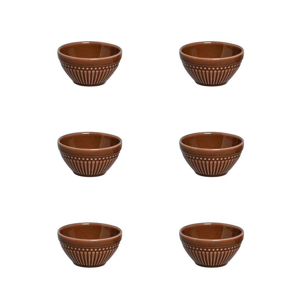 Conjunto de Bowl Roma Porto Brasil Cacau 367ml com 6 Peças - Home & Living
