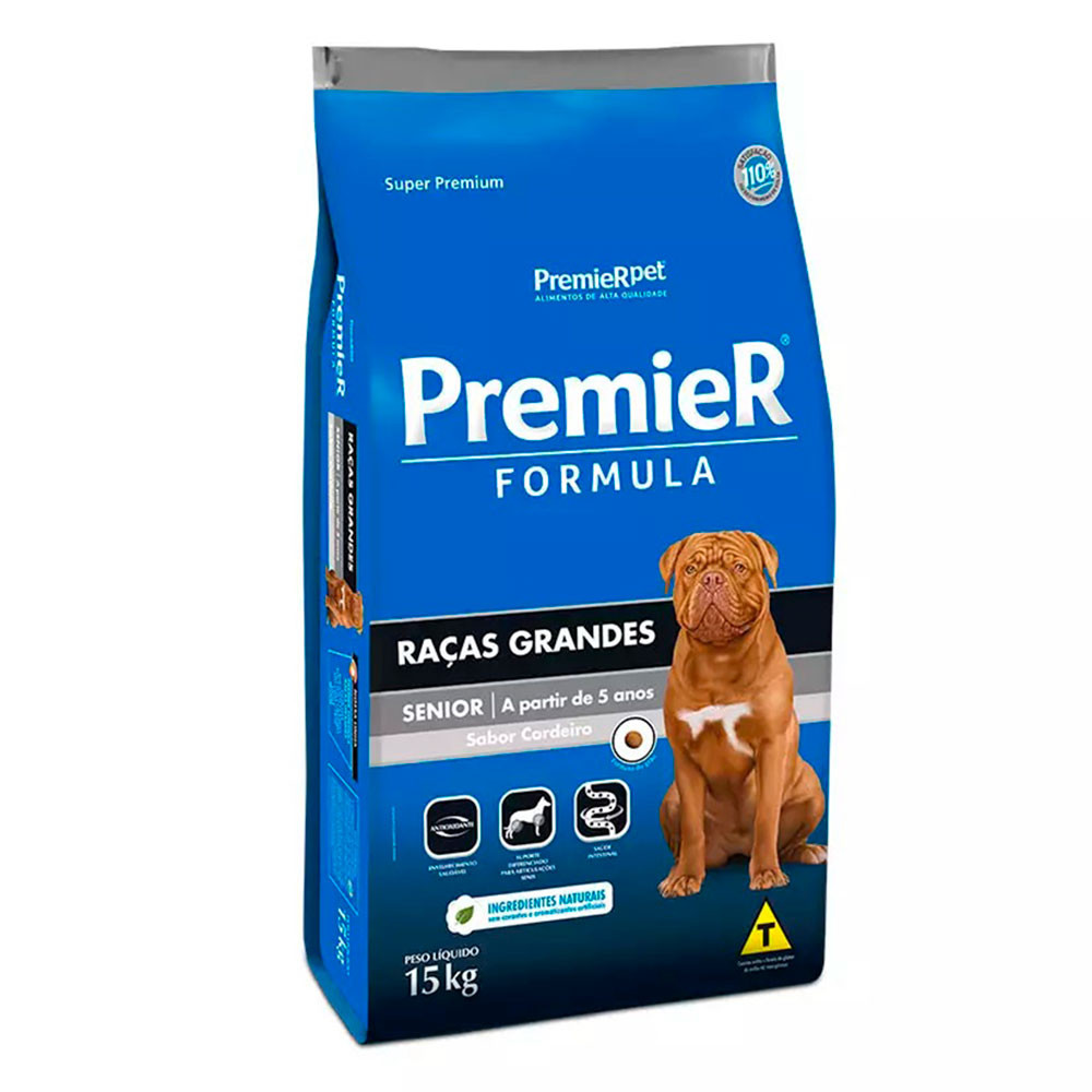 Ração Premier Fórmula Cães Sênior Raças Grandes Cordeiro 15Kg em Oferta na Shopee