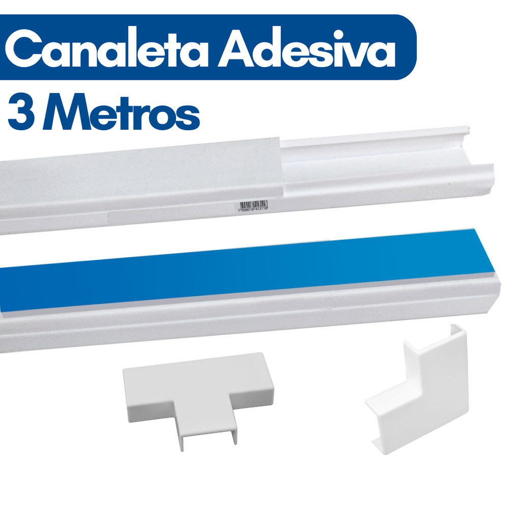 Canaleta Fio Organizador de Fios Cabo Metro Canaleta PVC Adesiva Esconde Fio Conector Emenda em Oferta na Shopee
