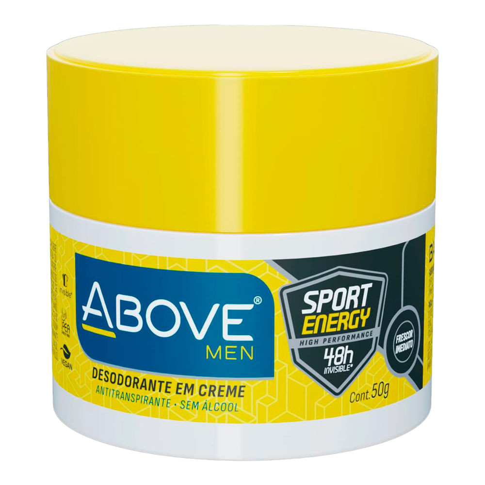 Desodorante em Creme Above Men Sport Energy Antitranspirante 48h Sem Álcool 50g - Beauty