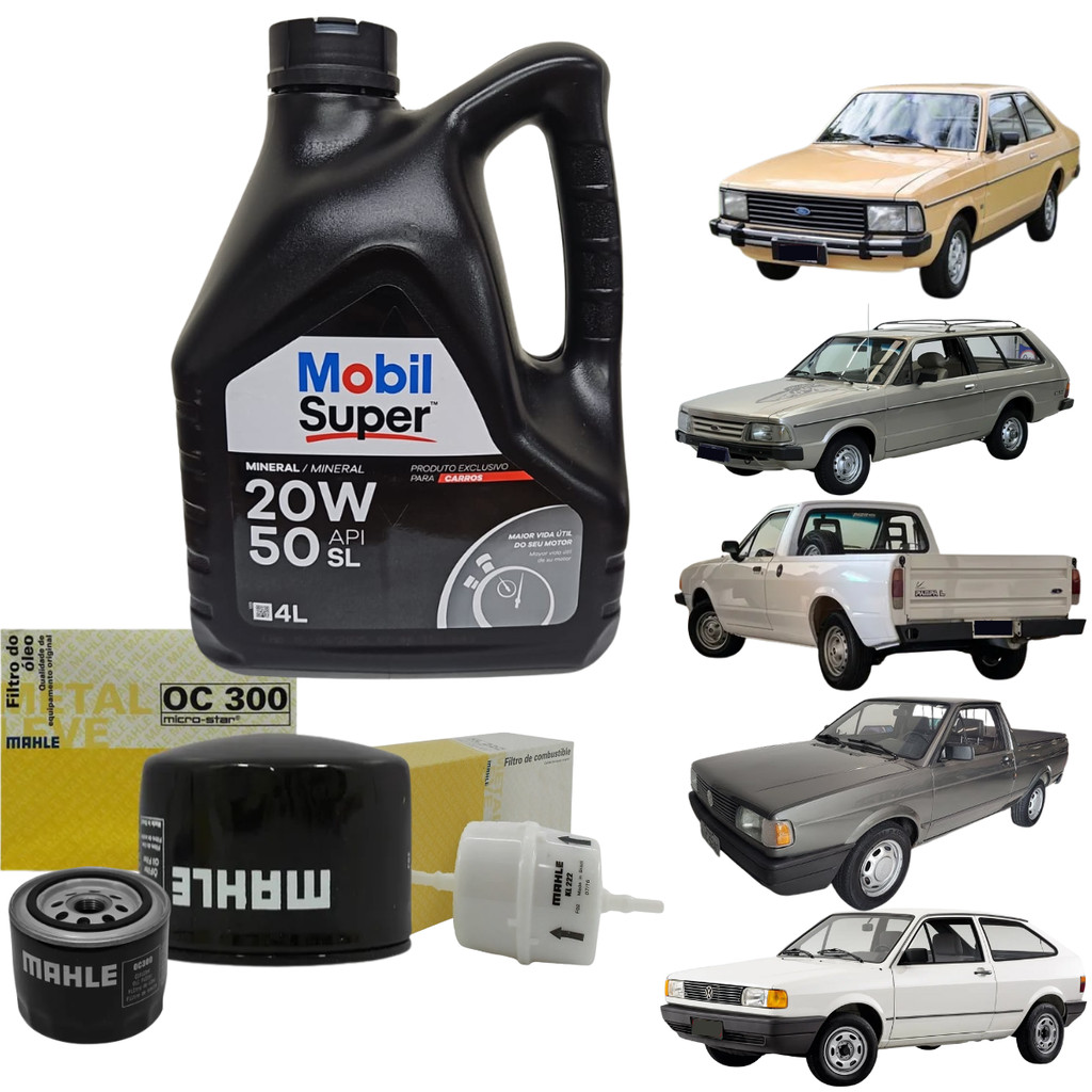 Kit Troca Óleo 20W50 Mobil Motor CHT Gol Parati Saveiro Voyage Ford Escort Pampa Belina DelRey