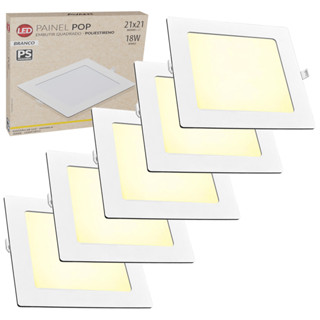 Kit 5 Painel Plafon Quadrado Embutir 18W Luz Brano Qunete 3000K Luminária de Gesso Forro em Oferta na Shopee