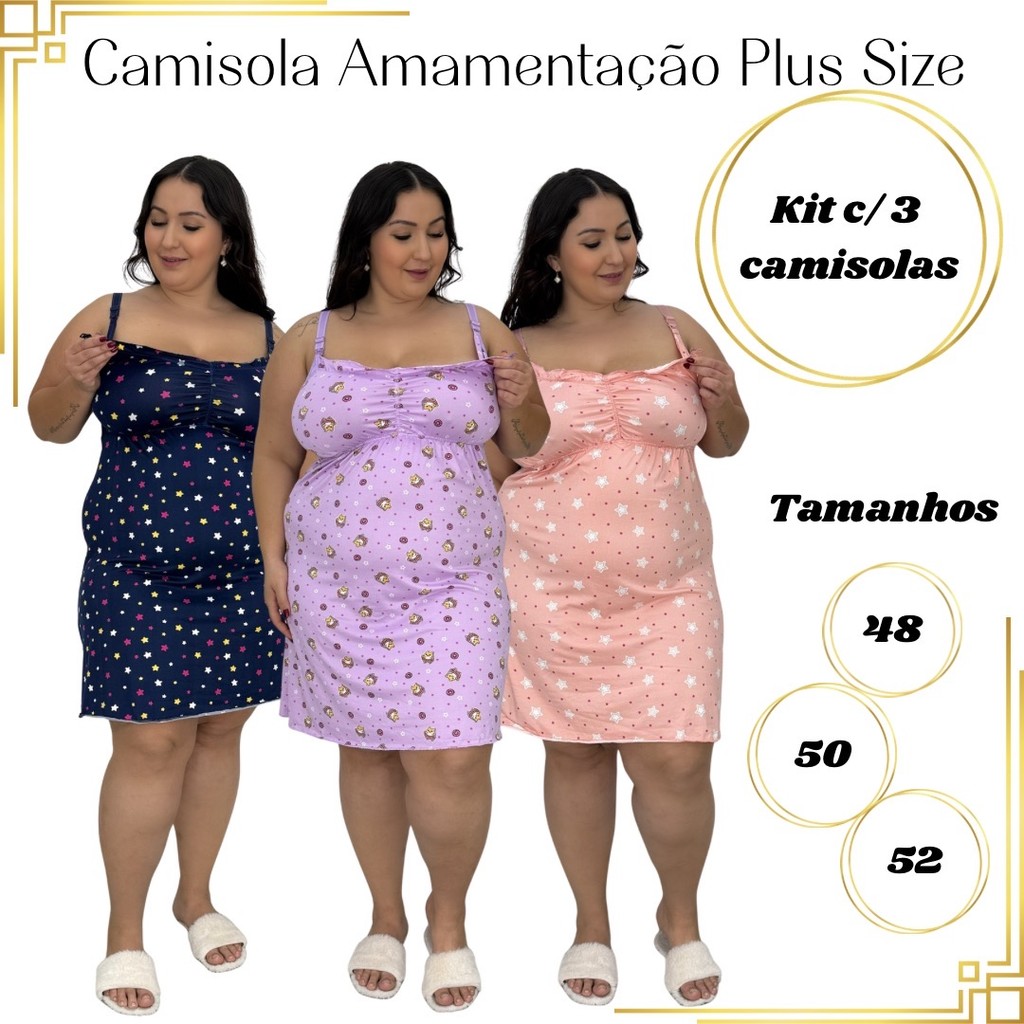 Kit 3 Camisolas Plus Size Suede 48 50 52 Carol em Oferta na Shopee