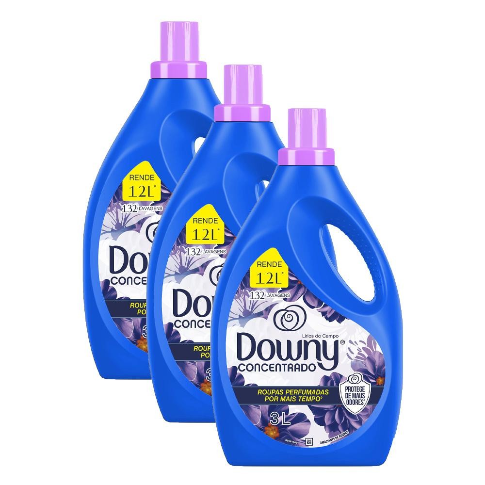 Kit 3 Amaciantes Downy Concentrados Lírios do Campo 3L em Oferta na Shopee