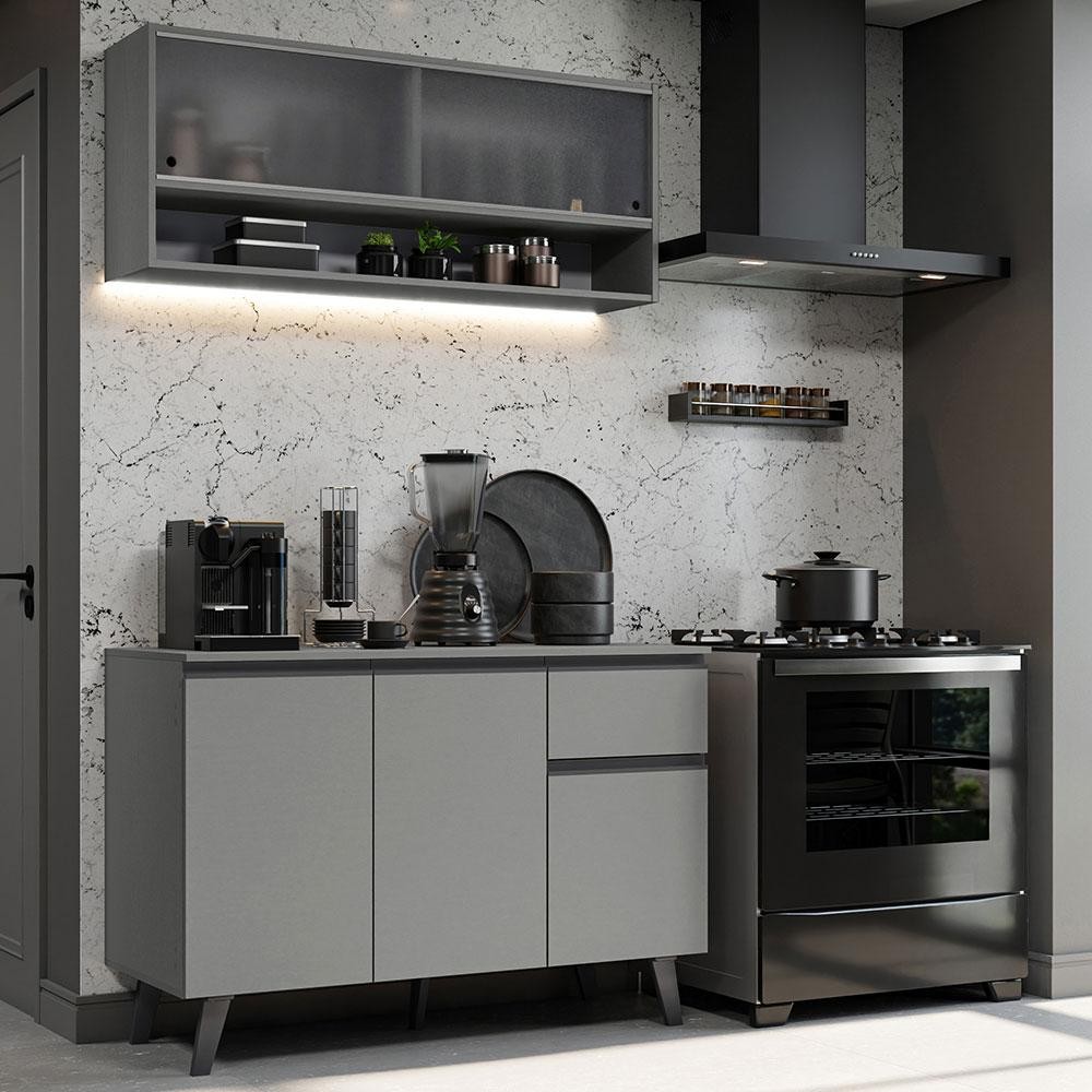 Armário de Cozinha Compacta 120 cm Nice Madesa 02 em Oferta na Shopee