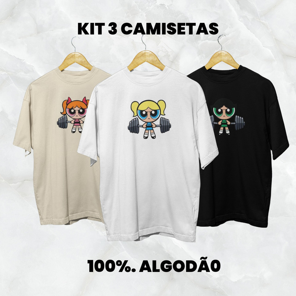 Kit 3 Camisetas Academia Feminino Streetwear Super Poderosas Esportiva Dia Dia Trabalho Versátil