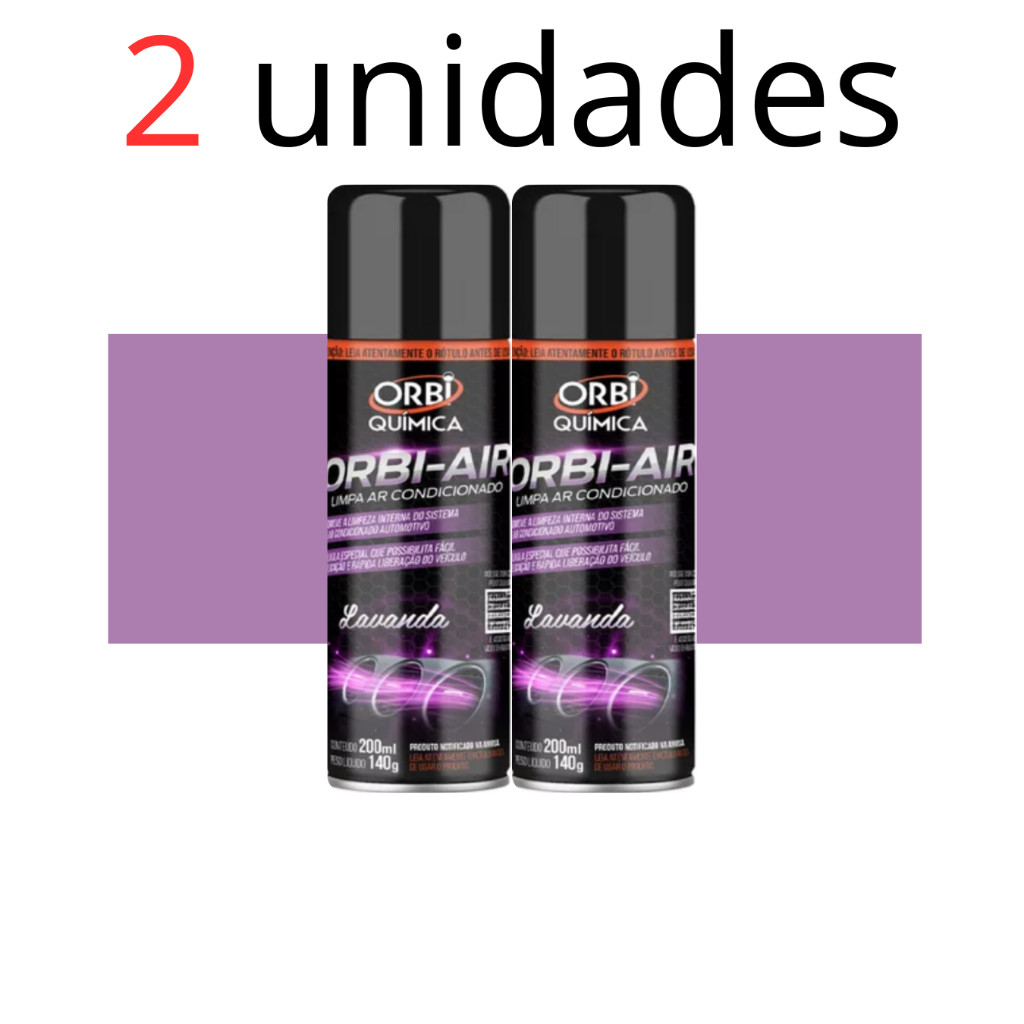 KIT 2 UNIDADES Limpa Ar Condicionado Automotivo Spray Higienização - Lavanda Órbi-Air em Oferta na Shopee
