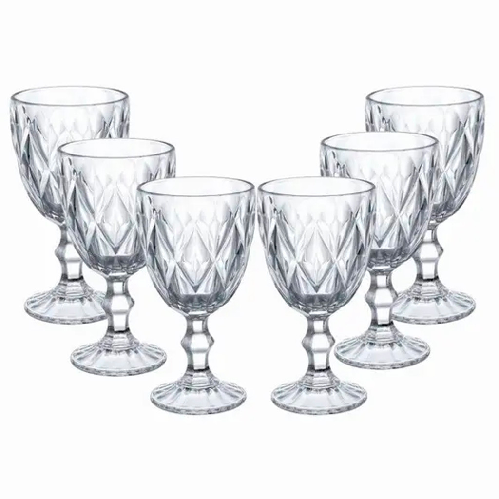 Jogo de 6 Taças Gamma Diamond Vidro 340ml Transparente