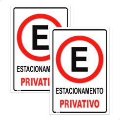 2 Placas Estacionamento Privativo Sinalização 20x30 Ps 1mm