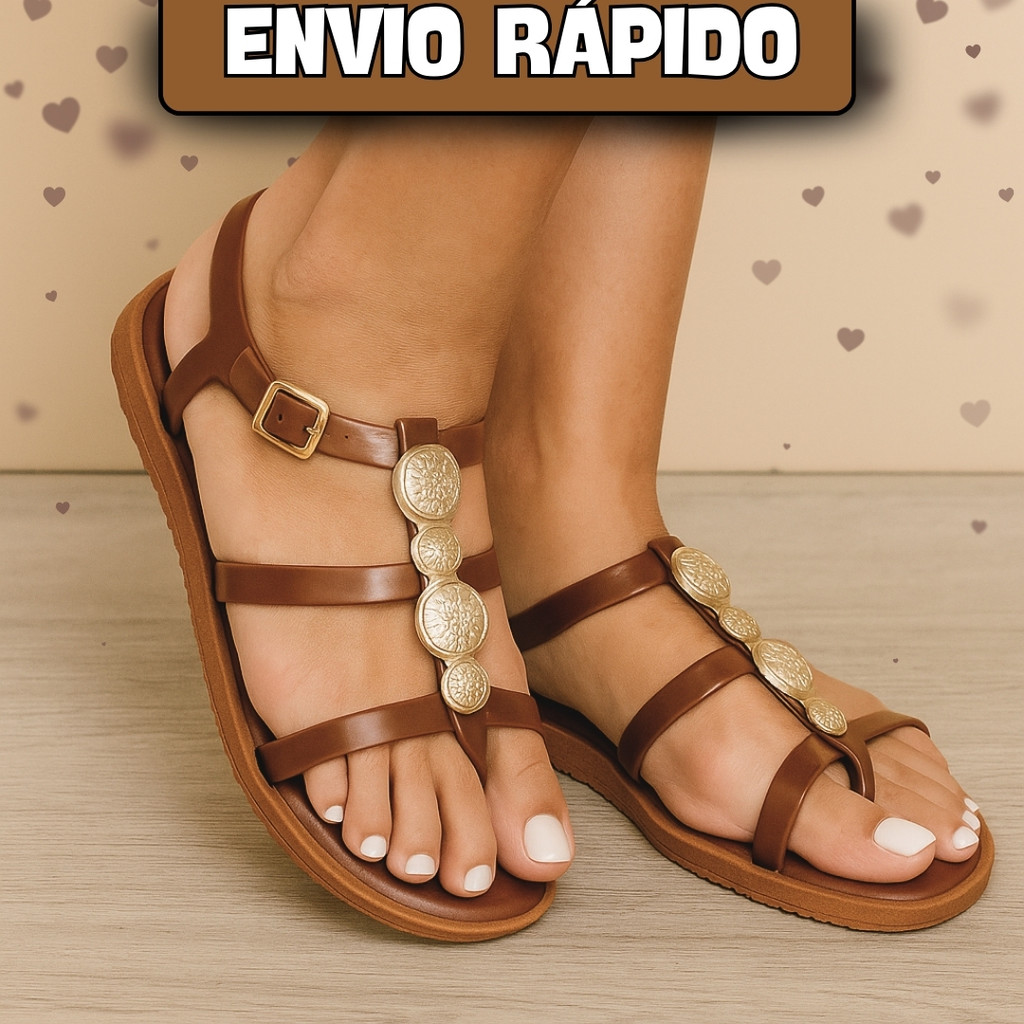 
Sandália Papete Feminina Tendência Rasteirinha Confortável Gladiadora Elegante - Caribe