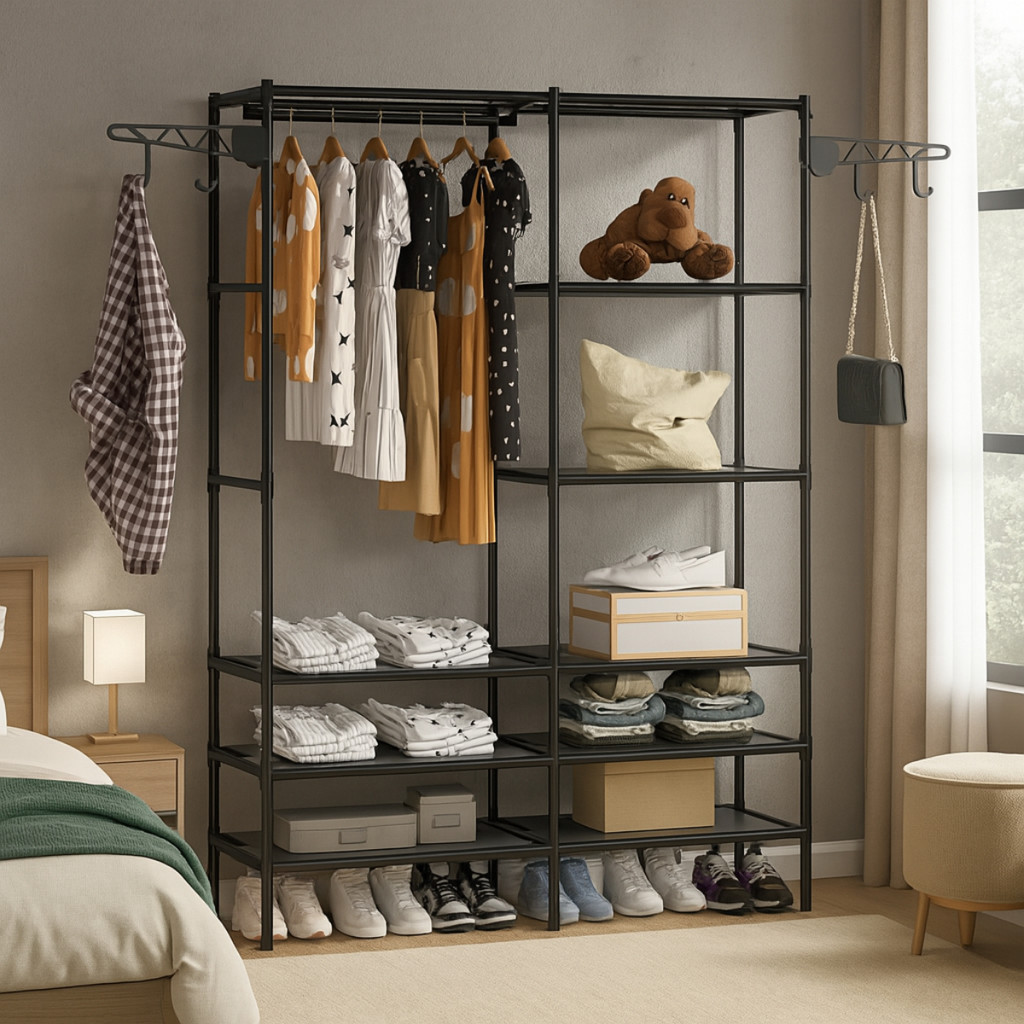 Guarda Roupa Desmontável Arara De Roupas Closet Organizador de Roupas Desmontável Com Sapateira