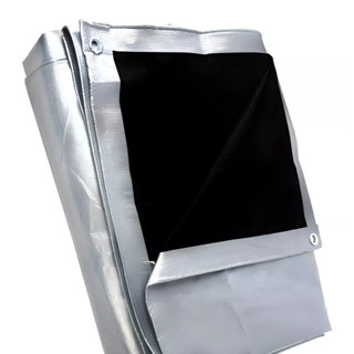 Lona Blackout Impermeável Multiuso 300 Micras Cinza Preto 4x4 Metros Em Polietileno Com Ilhós em Oferta na Shopee