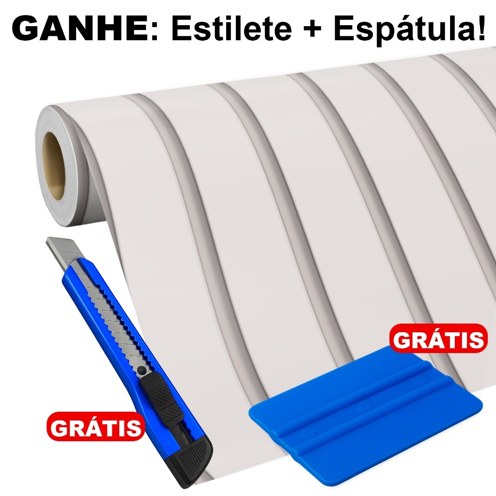 Papel de Parede Adesivo Auto Colante Ripas Ripado Bege Clean 5 Metros Lavável para Sala 3D