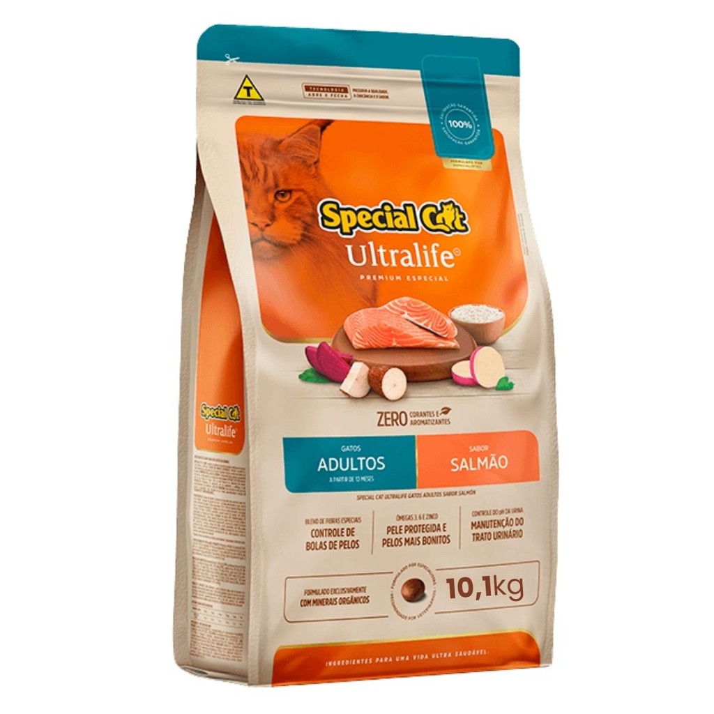 Ração Special Cat Ultralife Adultos Salmão - 10,1Kg em Oferta na Shopee