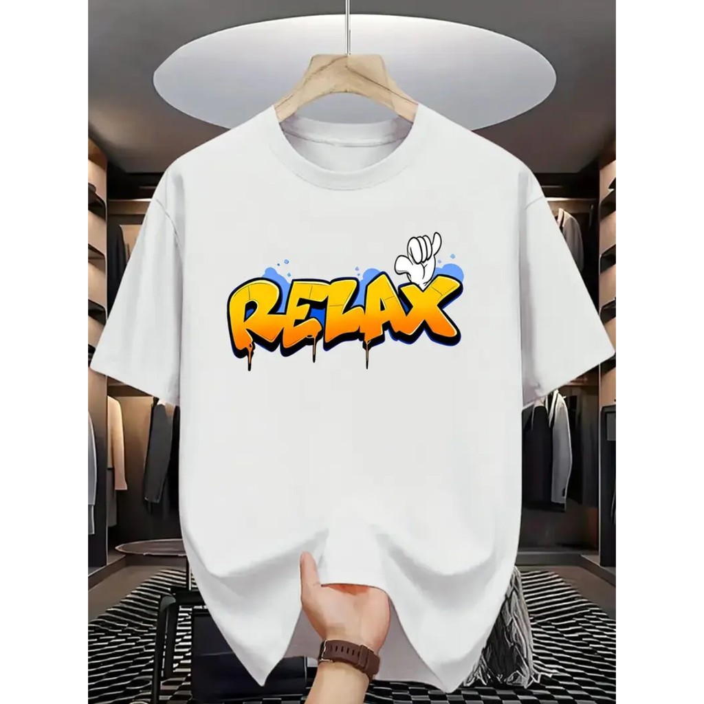 Camiseta Masculina Estampada Relax Letras Gráficas Novidade Camisa 100% Algodão