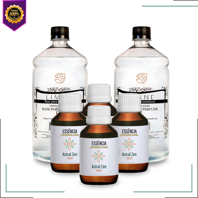 Kit 4 Essências Perfumaria Fina Feminina 100ml Vollmens Premium + 2 Litros Base Para Perfume Artesanal / Perfumaria