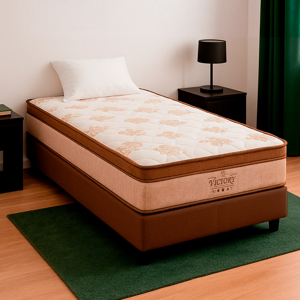 Cama Box Solteirão Marrom e Colchão Four Season Molas Vstore
