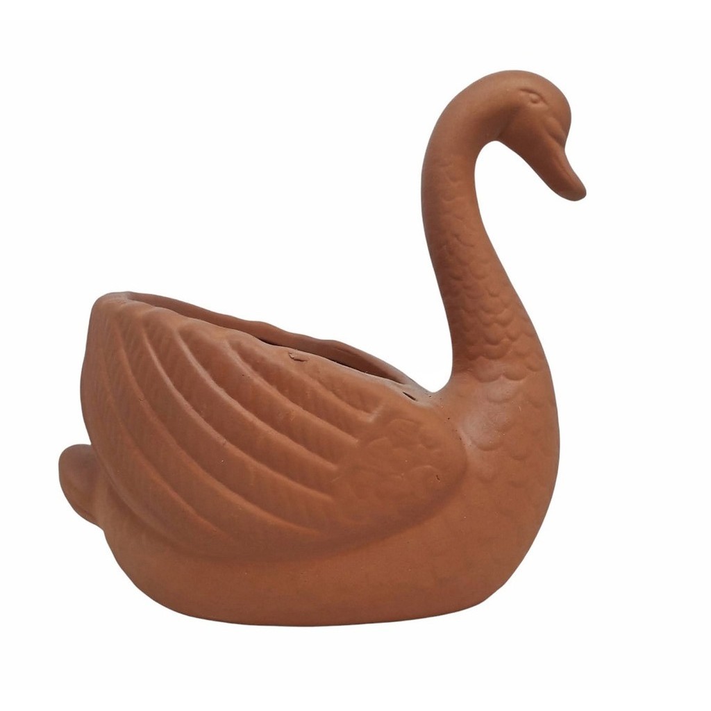 Vaso De Barro Decorativo Cisne Para Plantas Suculentas