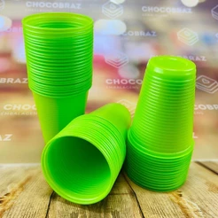 50~250 COPO ANIVERSARIO 200ml VERDE LIMÃO FESTAS (CHOCO)