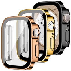 PC Protector Capinha Capa+Vidro Película Para Apple Watch 40mm 44mm 41mm 45mm 49mm iWatch Tela Bumper Case