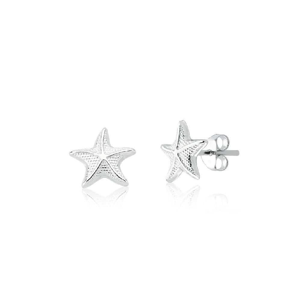 Brinco estrela do mar prata 925 10mm - Fashion Accessories