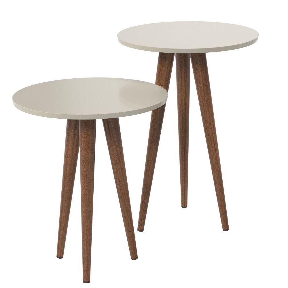 Conjunto 2 Mesas Apoio Canto e Lateral Slim Patrimar MDF Redonda em Oferta na Shopee