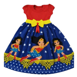 Vestido infantil temático de Mulher Maravilha em Oferta na Shopee