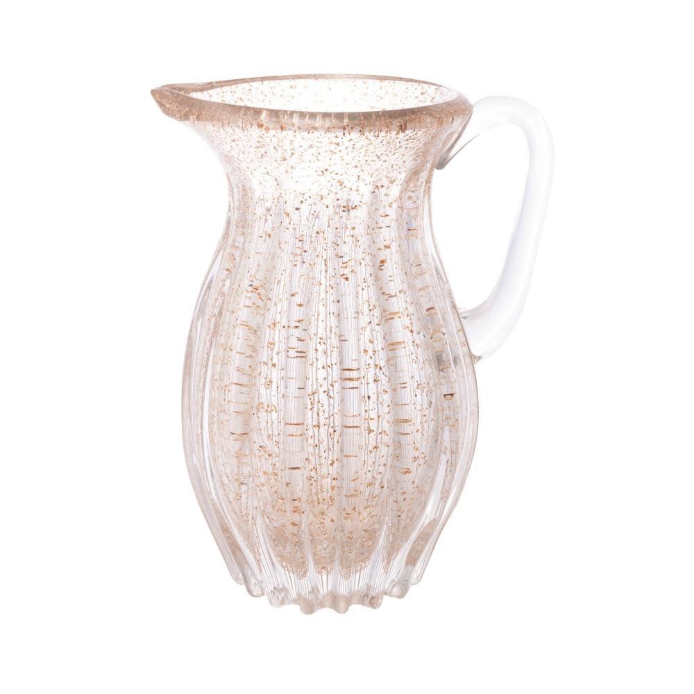 Jarra de Vidro 1.4L Italy Wolff Transparente e Dourada para Água Suco Chá Gelado Bebidas Mesa Posta Elegante Casa Chique