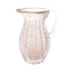 Jarra de Vidro 1.4L Italy Wolff Transparente e Dourada para Água Suco Chá Gelado Bebidas Mesa Posta Elegante Casa Chique