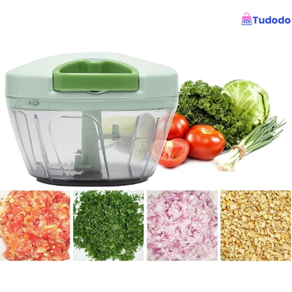 Mini Processador Triturador Moedor Cebola Alho Manual 3 Laminas Cebola Alho Cores Sortidas