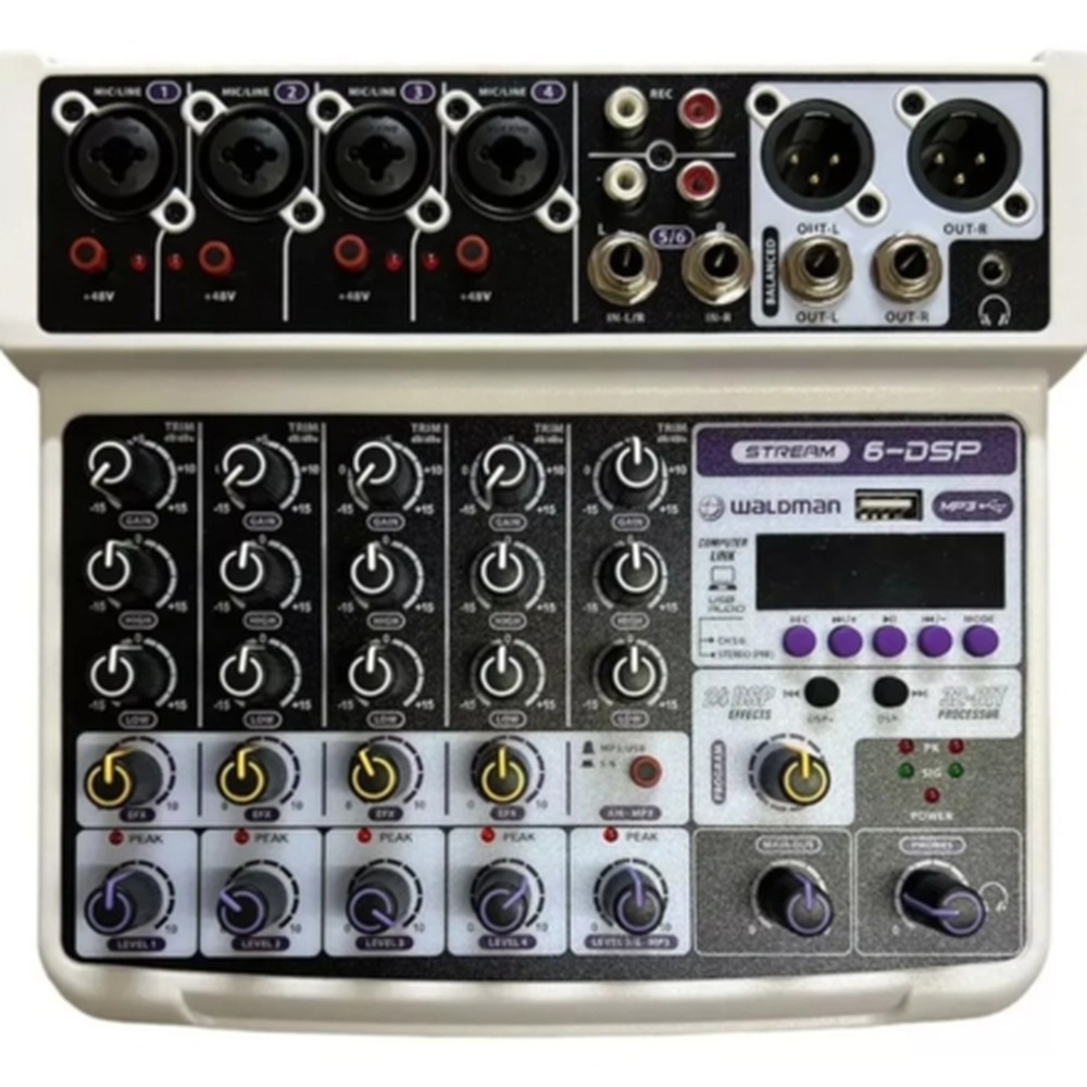 MISTURADOR DE SOM WALDMAN 6 CANAIS MIXER INTERFACE DE AUDIO ST-6DSP