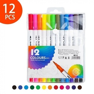 Kit 12 Canetas Brush Pen Duas Pontas Lettering Caligrafia Desenho Colorir Bullet Journal …