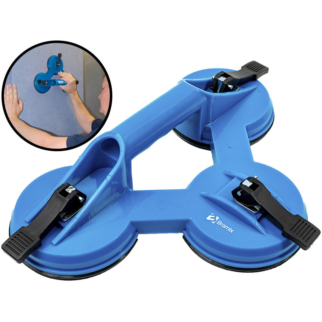 Ventosa Tripla Profissional Em Plástico Para Vidro Piso Capacidade Para Até 75kg Bramix - Home & Living