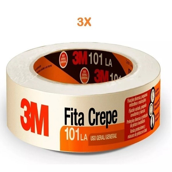 Kit 3 Fita Crepe 48MM X 50M 3M 101LA