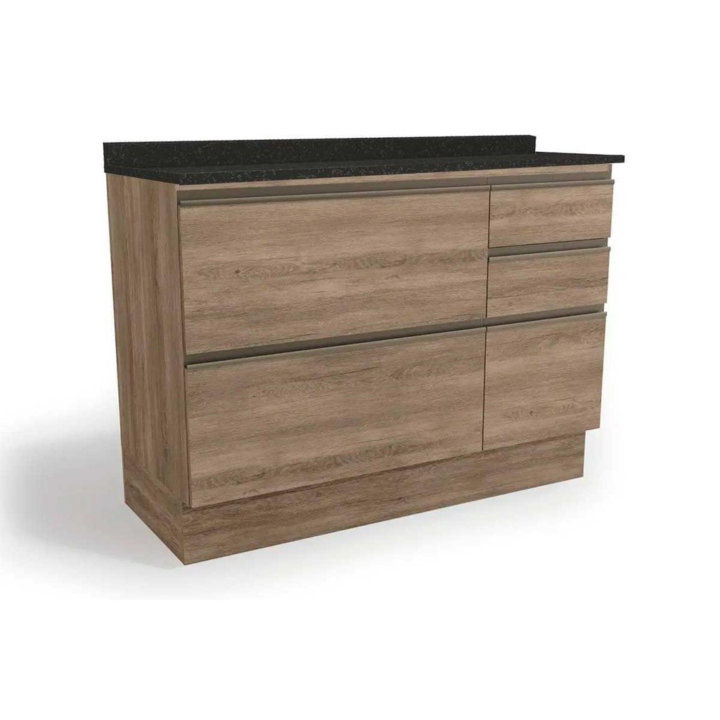 Balcão de Cozinha Maxxi G746 4 Gavetas e 1 Porta c/Tampo 120cm Nogal/Preto Brilho - Kappesberg em Oferta na Shopee