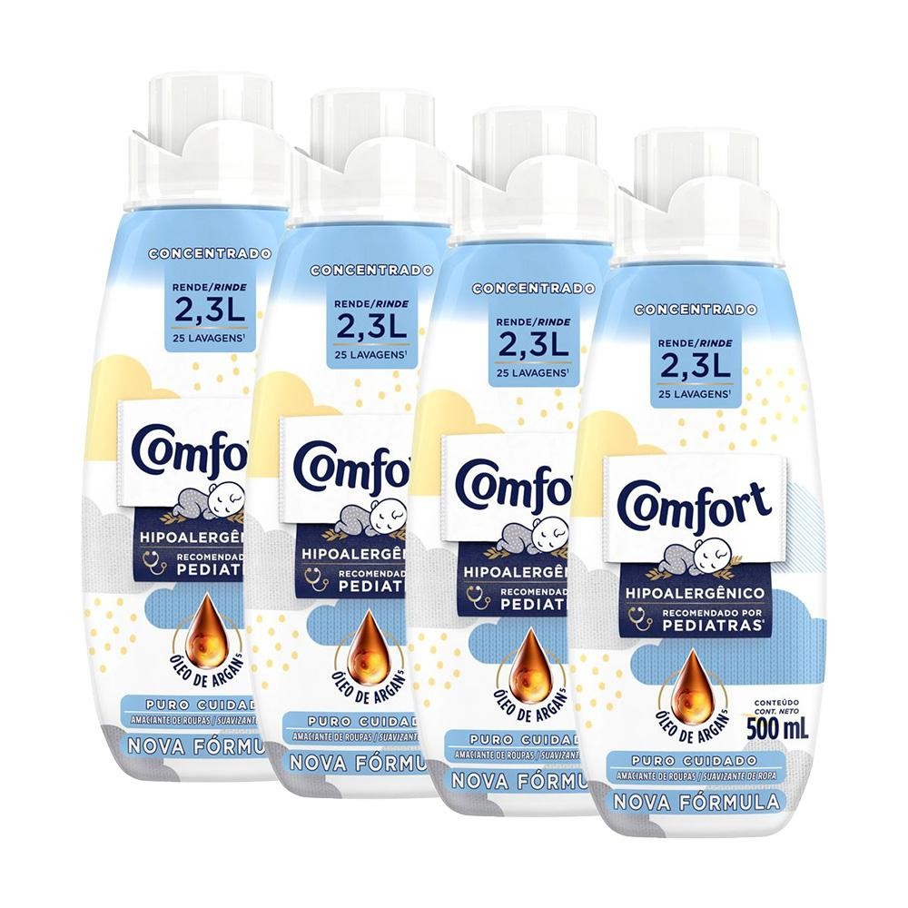 Kit 4 Amaciantes Comfort Concentrado Puro Cuidado 500ml - Home & Living