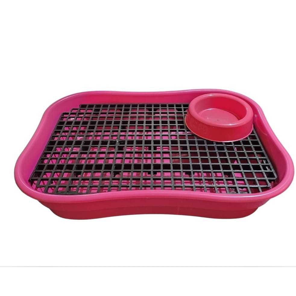 Bandeja Sanitário Banheiro Pet para Coelho e Porquinho da Índia com grade