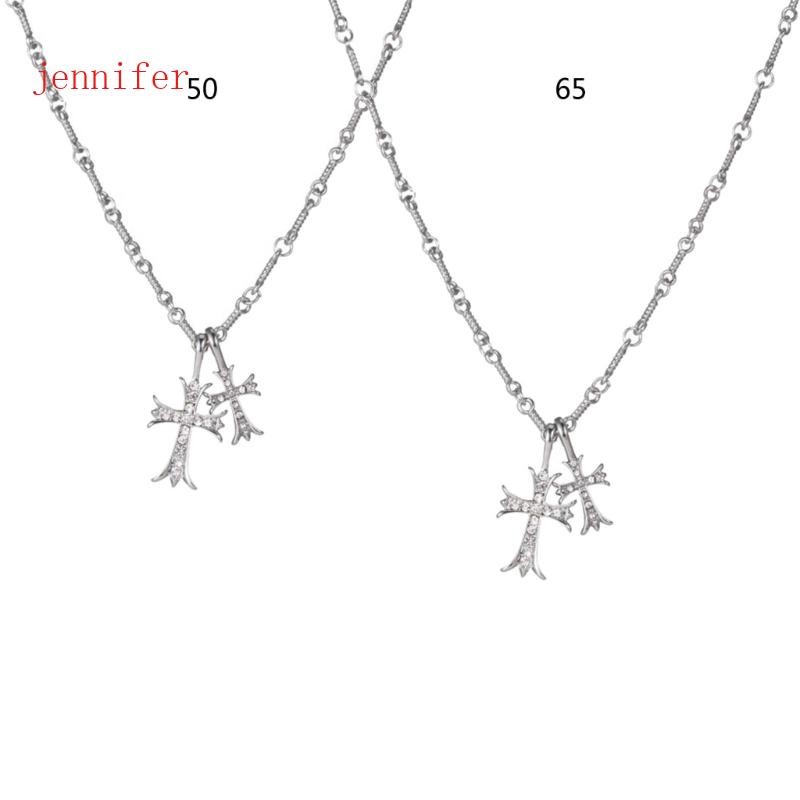 jennifer Double Cross Necklace Fashion Couple Jewelry Cadeia De Gargantilha Popular Para Mulheres Homens