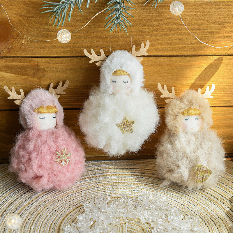 Decorações de Natal Pelúcia Anjo Pequeno Anjo Menina Desenho Animado de Natal Boneca Natal Presentes para Crianças Boneca Natal Chave Charme