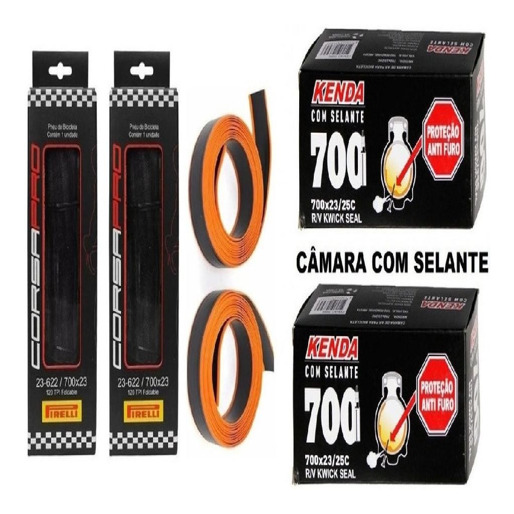 Par Pneu Pirelli Corsa Pro 700x23 Kevlar+2 Câmara+ Fita Af em Oferta na Shopee