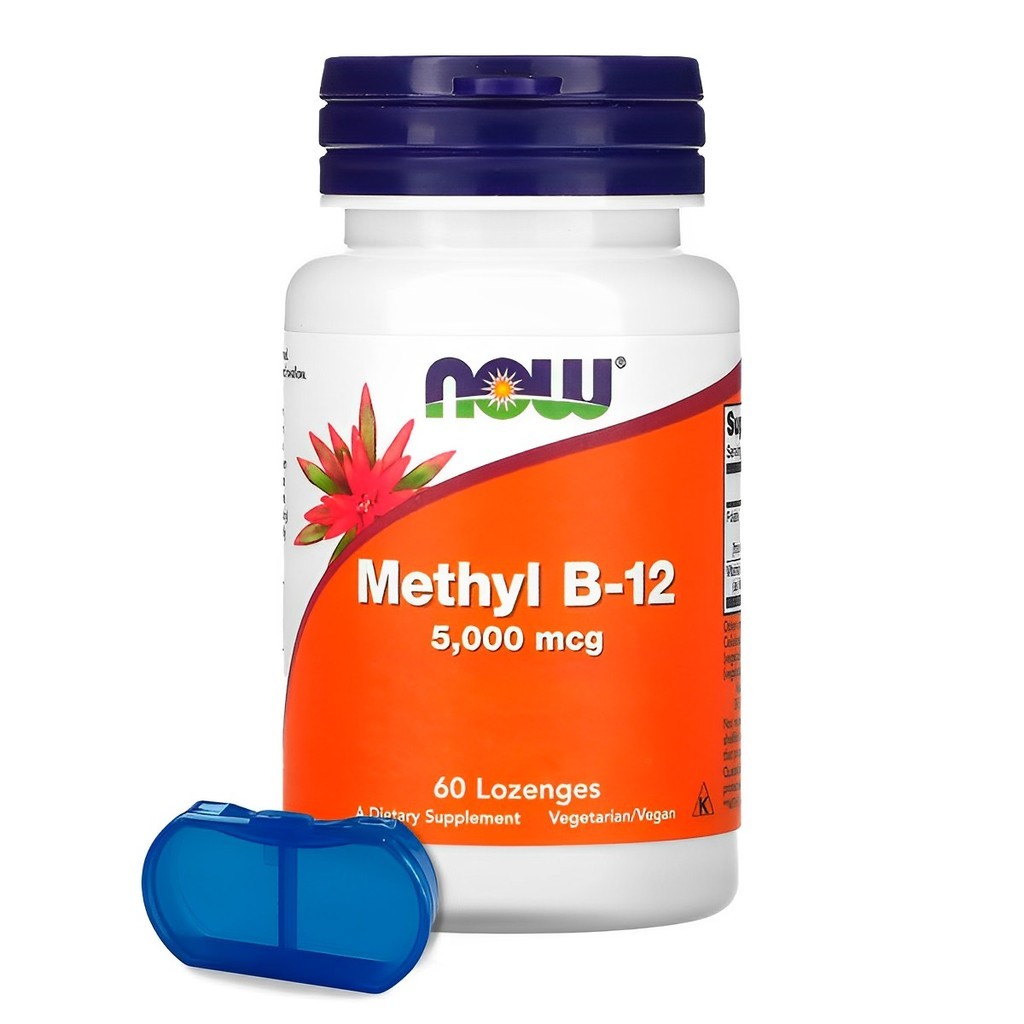 Metil B-12 5.000mcg Now Foods Methyl 60 Pastilhas Importado + Porta Cápsulas