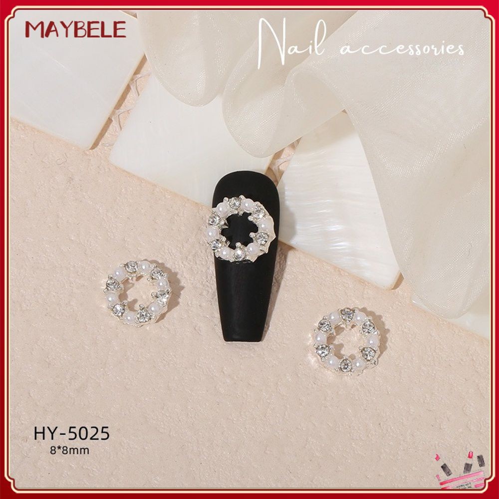 10pcs Nail Art Bow Heart-shape Alloy Jewelry Pearl Daimond Butterfly Moon Flower Charm Nail Decoration Student Female Manicure Tool For Nail Shop MAYBELE