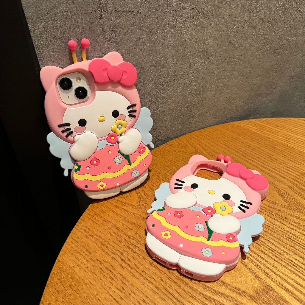 Capinha iphone 11/12/13/14/15 Pro max,Capinha 3d de silicone,Capa de silicone para celular à prova de choque, anime HelloKitty bee fofo,Aplicável iPhone 11,12,13,14,15,11PM,12PM,13PM,14PM,15PM